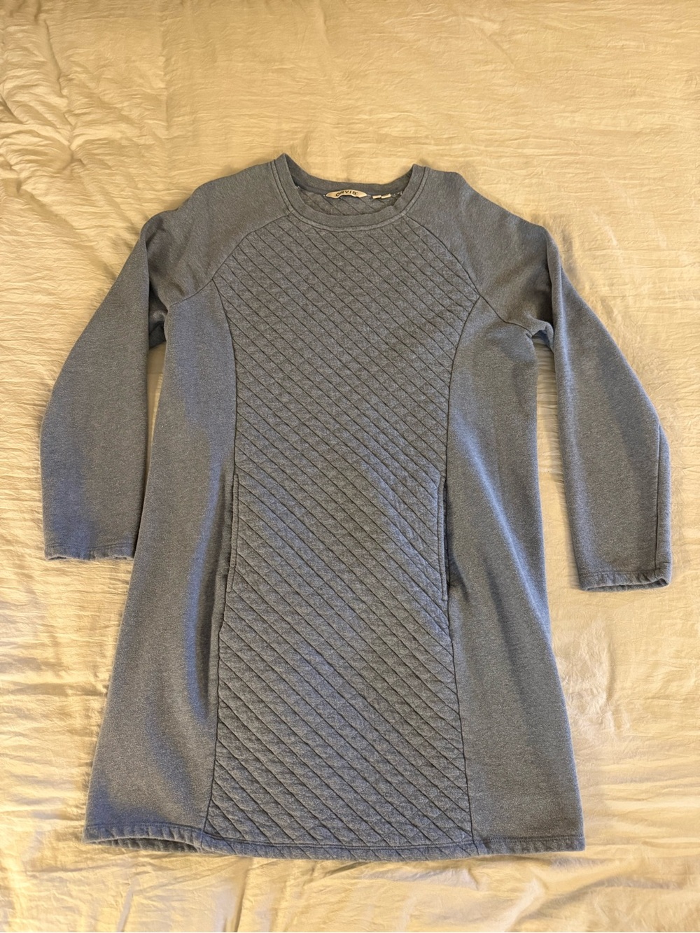 Orvis Heathered Blue Quilted Front Knit Dress